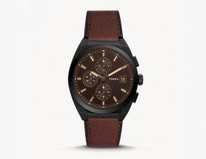 Everett Chronograph Brown Leather Watch