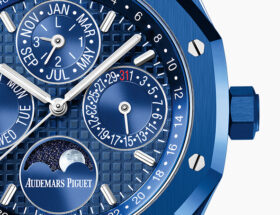 Blue ceramic perpetual calendar by Audemars Piguet called the Royal Oak