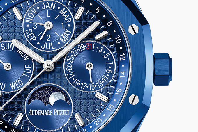 Blue ceramic perpetual calendar by Audemars Piguet called the Royal Oak
